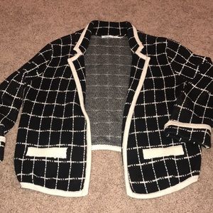 Soft, sweater-like cream and white blazer